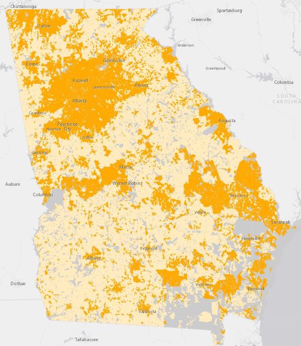 A new map created by the Georgia Department of Community Affairs shows that over 500,000 locations lack reliable internet access across the state.