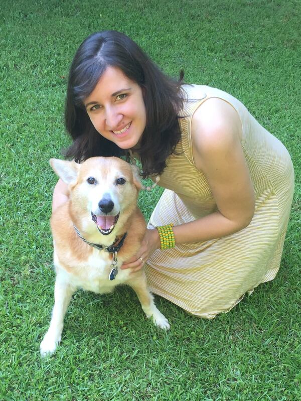 Emily Walters Laney, with her dog Biscuit.