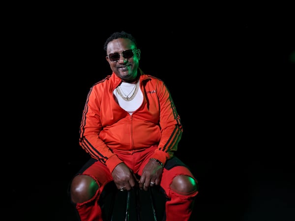 Edwin Lyons, known professionally as “Mojo” in a rehearsal studio at Clark Atlanta University on Monday, July 24, 2023, in Atlanta. Mojo is credited as the first Atlanta rapper with his 1982 record “Battmann, Let Mojo Handle It.” (Tyson A. Horne / Tyson.horne@ajc.com)