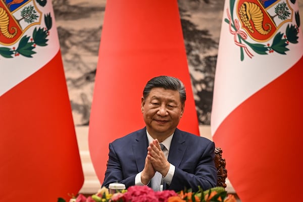 FILE - China's President Xi Jinping applauds during a signing ceremony with Peru's President Dina Boluarte at the Great Hall of the People in Beijing, Friday, June 28, 2024. (Jade Gao/Pool Photo via AP, File)