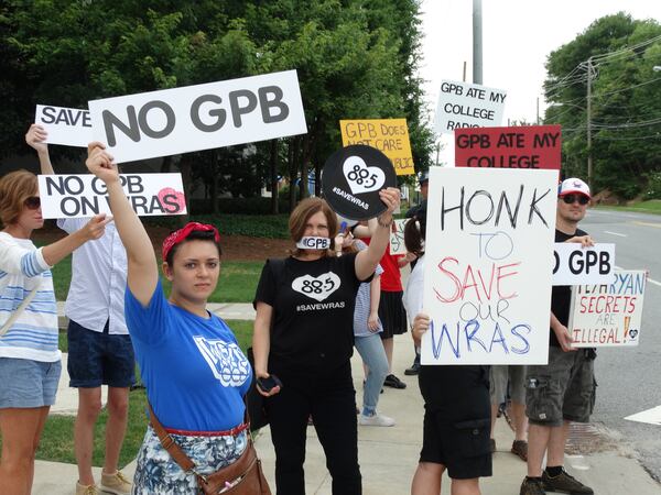 WRAS supporters protested the GPB takeover of the station's FM daytime hours to no avail in June, 2014. CREDIT: Rodney Ho/rho@ajc.com