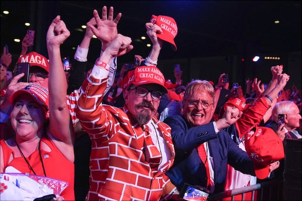 Supporters of President-elect Donald Trump turn out for an election night watch party in West Palm Beach, Fla. 