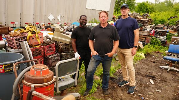 Suwanee's Matt Paxton (center) with Kayland Brock (left) and Mike Kelleher, his staff on the new Discovery show "Filthy Fortunes." Courtesy of Discovery