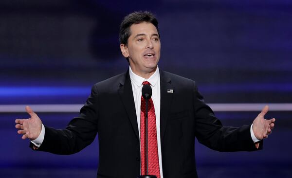 Actor Scott Baio, pictured here speaking on the opening day of the Republican National Convention in Cleveland in 2016, has denied sexually abusing Nicole Eggert. He has admitted the pair did have consensual sex, but Baio said Eggert was not a minor at the time, as she alleges.  