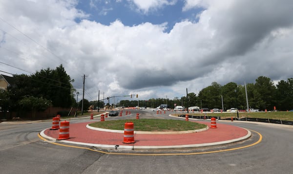 August 19, 2015 - A roundabout under construction at the intersection with Northridge Road and Somerset Court in Sandy Springs. BOB ANDRES / BANDRES@AJC.COM