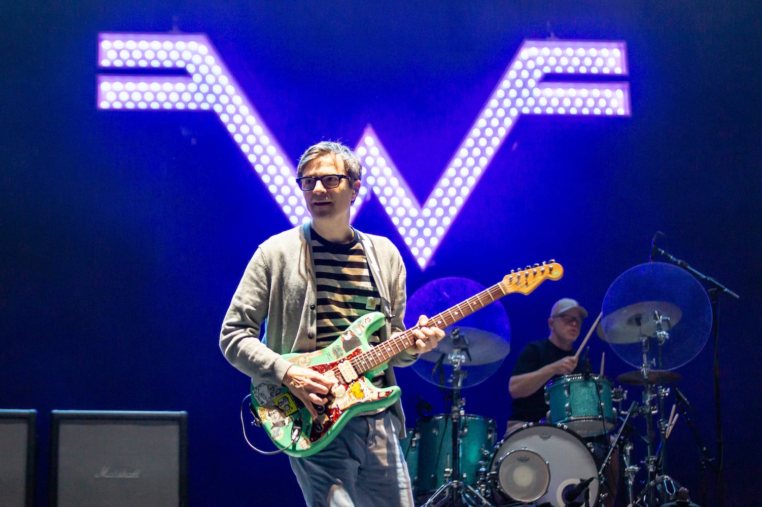 Atlanta, Ga: Weezer closed out night 2 at the Peachtree stage with their brand of quirky, alt-rock. Photo taken Saturday May 4, 2024 at Central Park, Old 4th Ward. (RYAN FLEISHER FOR THE ATLANTA JOURNAL-CONSTITUTION)