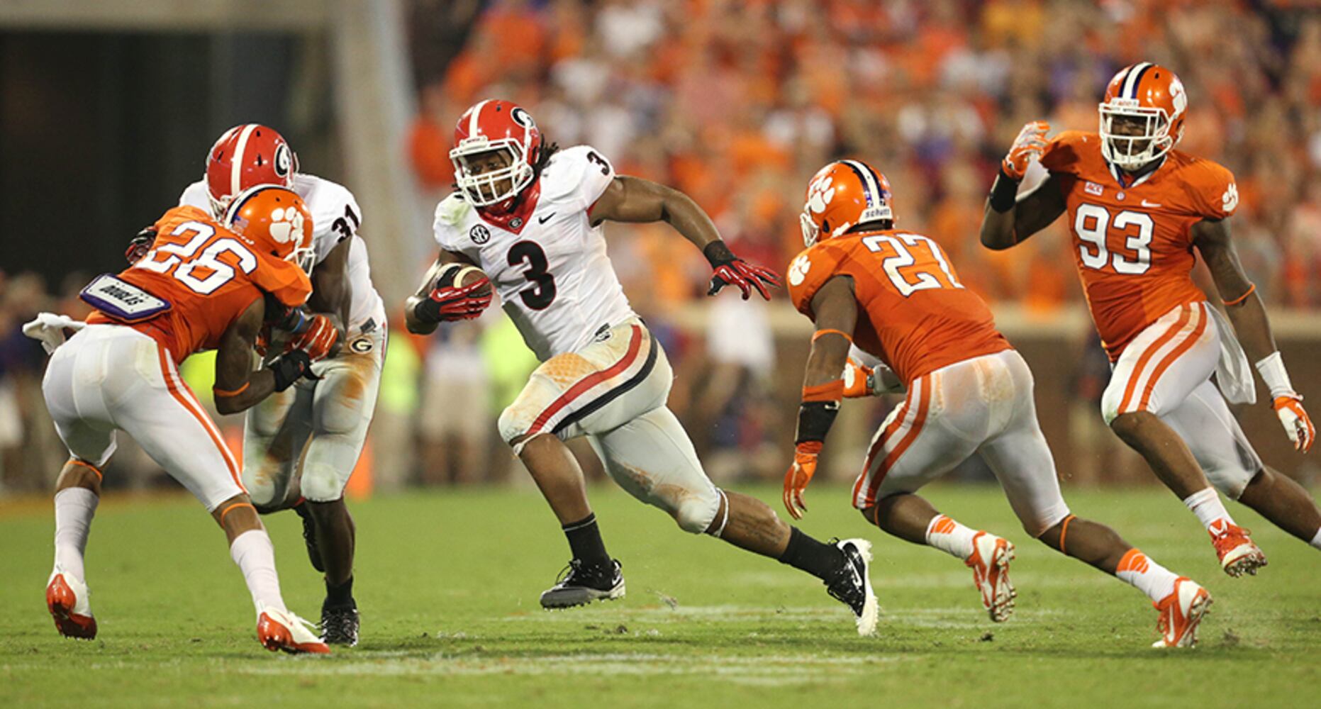 2013: Clemson 38, Georgia 35, at Clemson