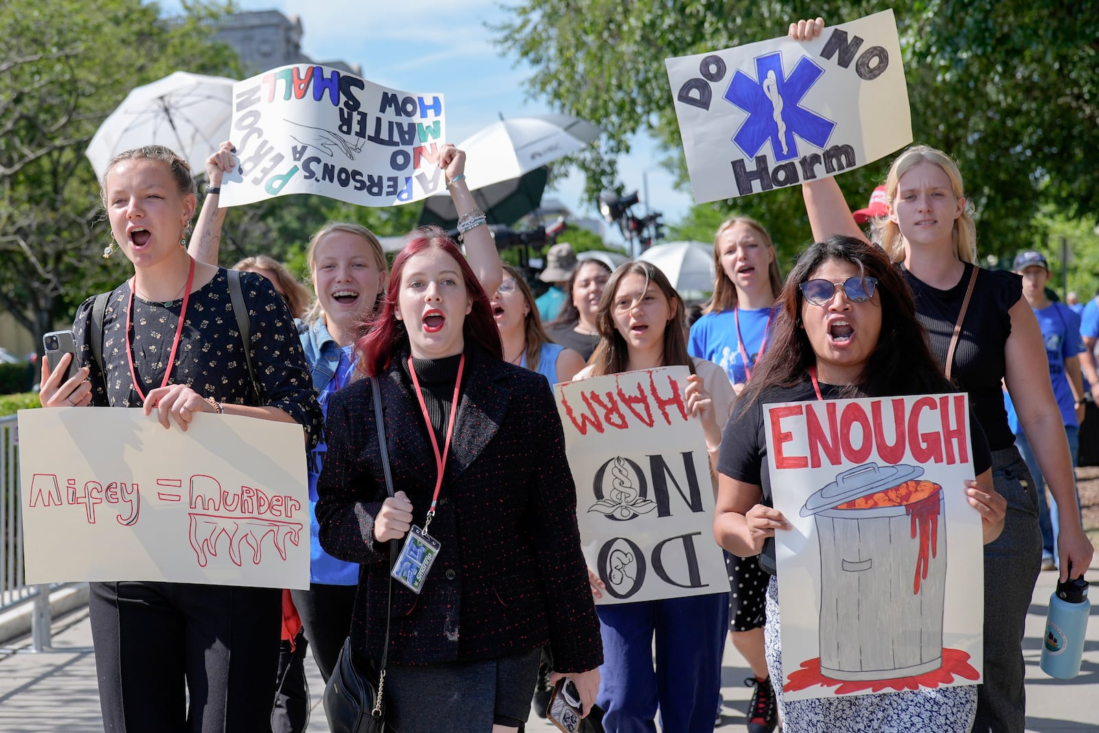 Anti-abortion activists rally outside of the U.S. Supreme Court, Thursday, June 20, 2024, in Washington. (AP Photo/Mariam Zuhaib)