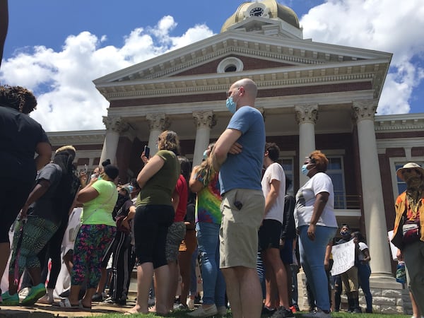 The police presence was relatively small during the protest in Cartersville.