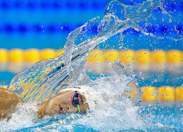 RIO DE JANEIRO, BRAZIL - AUGUST 06: Yang Sun of China competes in heat six of the Men's 400m Freestyle on Day 1 of the Rio 2016 Olympic Games at the Olympic Aquatics Stadium on on August 6, 2016 in Rio de Janeiro, Brazil. (Photo by Adam Pretty/Getty Images)