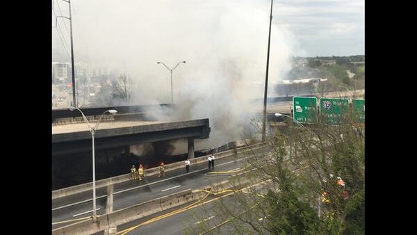 Massive fire causes I-85 bridge to collapse March 30, 2017