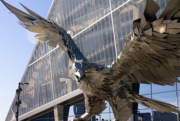 The world's largest bird statue right in the stadium's front yard.