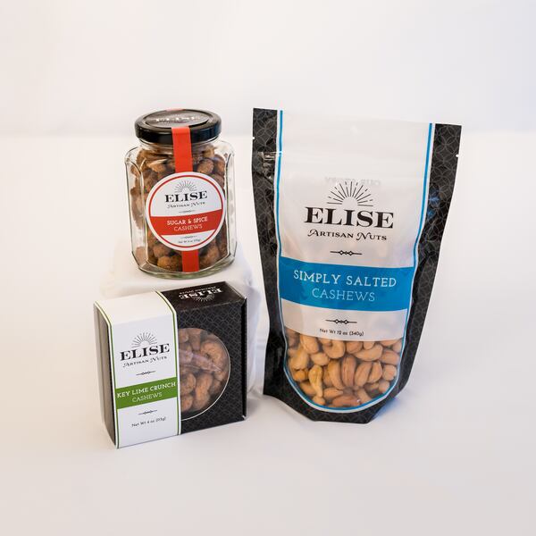 Elise’s Artisan Nuts come in four flavors including simply salted and sugar and spice.  
(Courtesy of Stephanie Q. Little Photography)