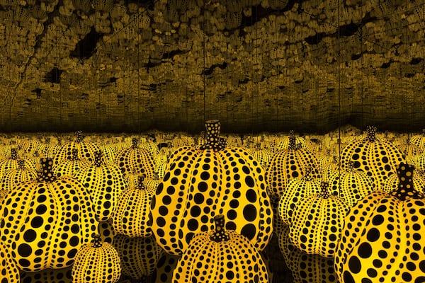 Yayoi Kusama is fond of pumpkins, and her polka-dotted pumpkin sculptures appear in the 2016 installation, “All the Eternal Love I Have for the Pumpkins.” CONTRIBUTED BY YAYOI KUSAMA