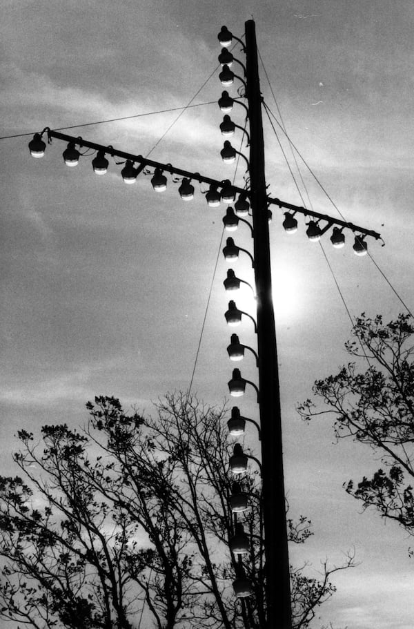 Lighted cross in Black Rock Mountain State Park in Rabun County, which the federal appeals court in Atlanta ordered to be removed in a decision issued in 1983. 