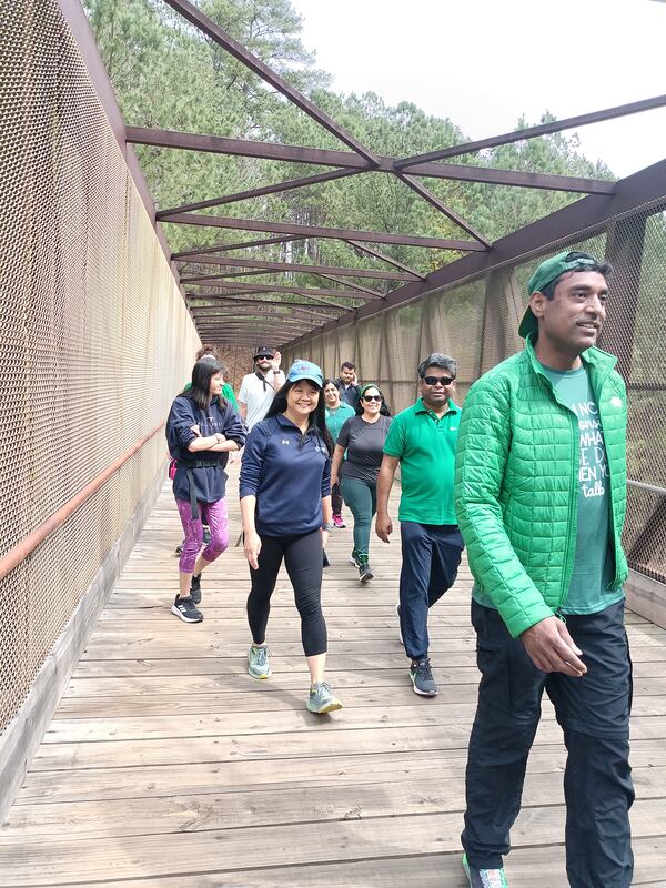 Vishwas Sinha leads a group hike for the Facebook group WISH Atlanta, which stands for Walk Inspire Socialize Hike. 
(Courtesy Vishwas Sinha)