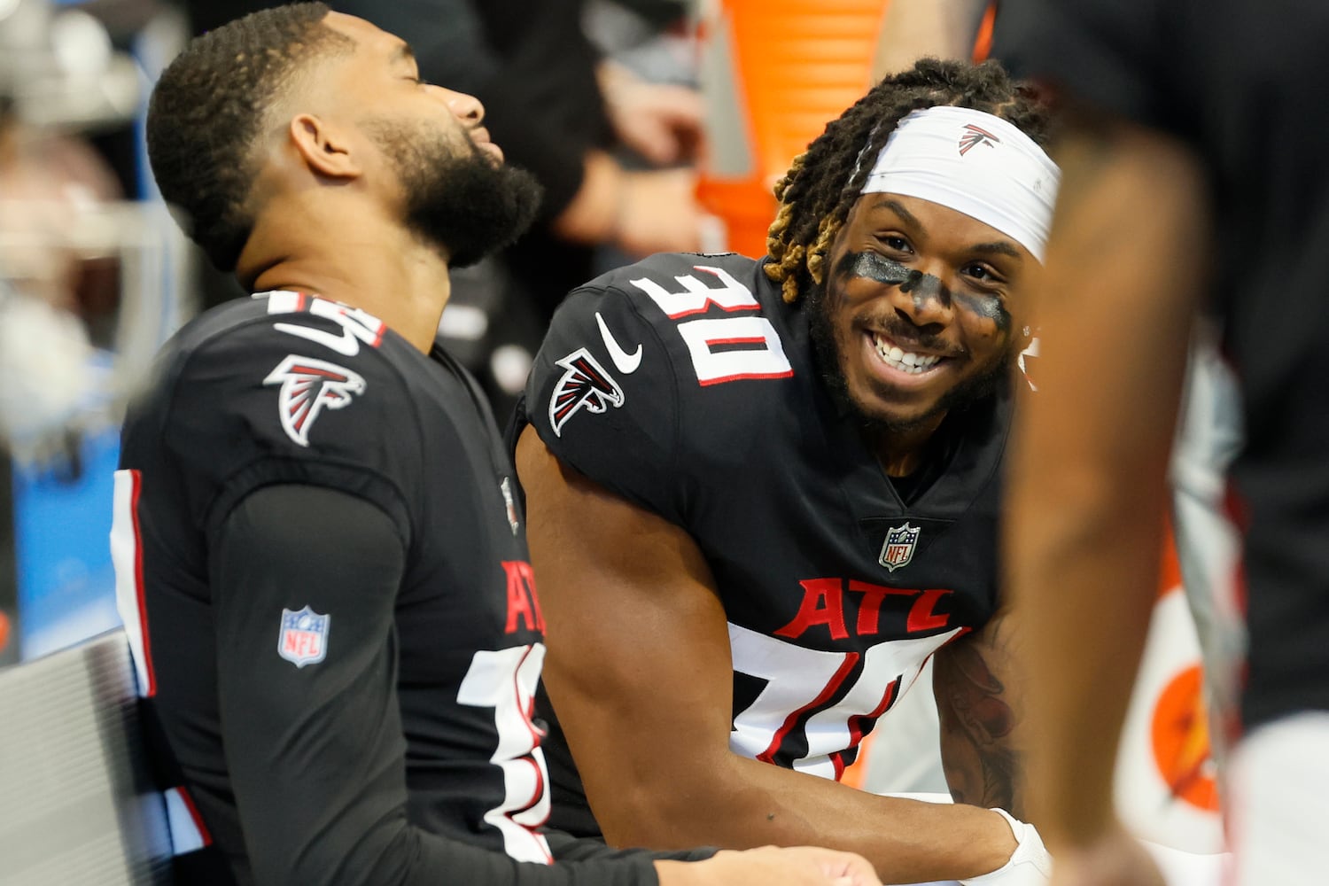 during the first half of an NFL exhibition game against the Jacksonville, Jaguars on Saturday, August 27, 2022, at the Mercedes-Benz Stadium in Atlanta, Ga.
 Miguel Martinez / miguel.martinezjimenez@ajc.com