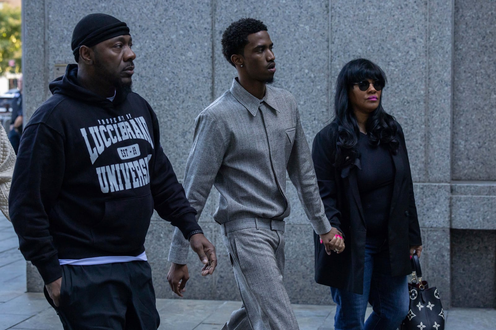 King Combs, center, arrives at Manhattan federal court, Thursday, Oct. 10 2024, in New York. (AP Photo/Yuki Iwamura)