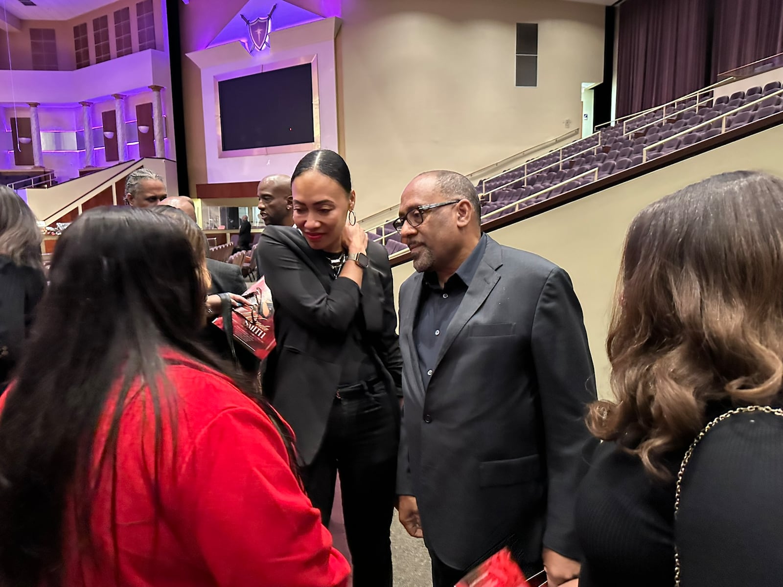 Frank Ski after the Wanda Smith ceremony of life on Nov. 4 at Word of Faith Family Worship Cathedral in Austell. Ski and Smith worked together for many years as morning hosts on V-103. Ski's wife Patrice Basanta-Henry is left of Ski.