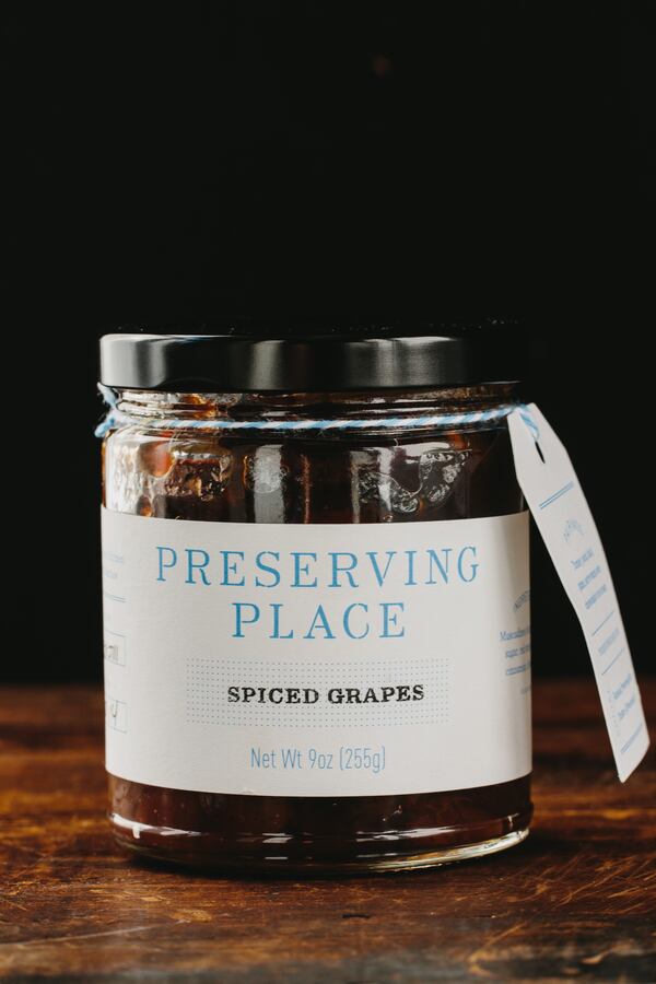 Somewhere between a jam and a chutney, Preserving Place’s Spiced Grapes are redolent of red-wine vinegar, cinnamon, cloves and mace. Photo: Andrew Lee Thomas