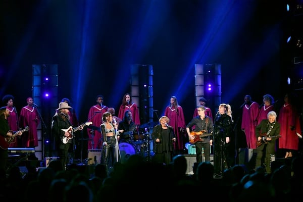 The dynamic trio of Chris Stapleton, Maren Morris and Mavis Staples provided an invigorating performance at the CMA Awards on Nov. 14, 2018. Photo: Getty Images