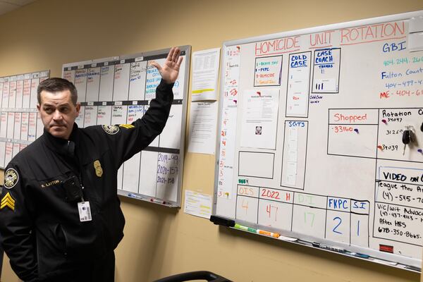 Sgt. Raymond Layton of the Atlanta Police Department homicide unit at the Atlanta Public Safety Headquarters on Tuesday, April 5, 2022, in Atlanta. Branden Camp/For the Atlanta Journal-Constitution