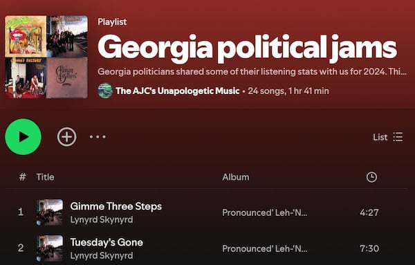 Georgia political jams can be found on Spotify.