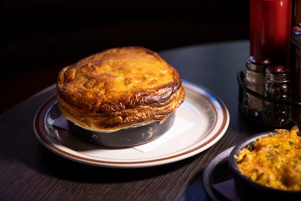 Wonderkid Roasted Chicken Pot Pie with roasted root vegetables, black pepper gravy and puff pastry.