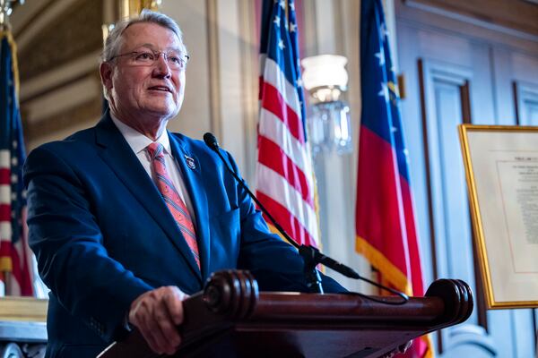 U.S. Rick Allen, R-Augusta, was among about two dozen Republicans who gathered for a late-night news conference afterward to show their support for the bill. (Nathan Posner for the Atlanta Journal-Constitution)