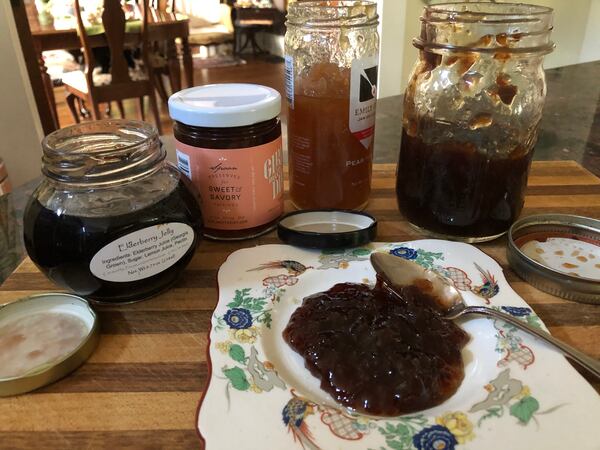 Here are the ingredients for jam-filled shortbread squares. C.W. Cameron for The Atlanta Journal-Constitution