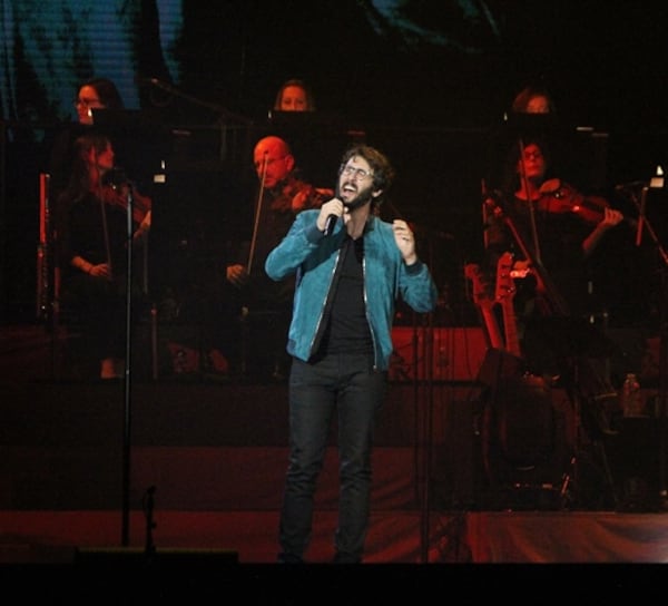 Josh Groban strikes a balance between sensitive and powerful as he sings at Infinite Energy Arena in Duluth at the Oct. 18 tour opener. Photo: Melissa Ruggieri/AJC