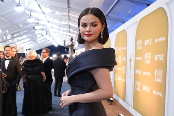 Selena Gomez arrives at the 31st annual Screen Actors Guild Awards on Sunday, Feb. 23, 2025, at the Shrine Auditorium in Los Angeles. (AP Photo/Chris Pizzello)