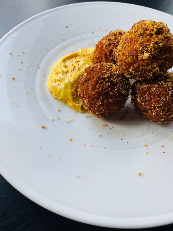 Arancini, pork, Caciocavallo cheese, chili, fennel pollen from Lyla Lila