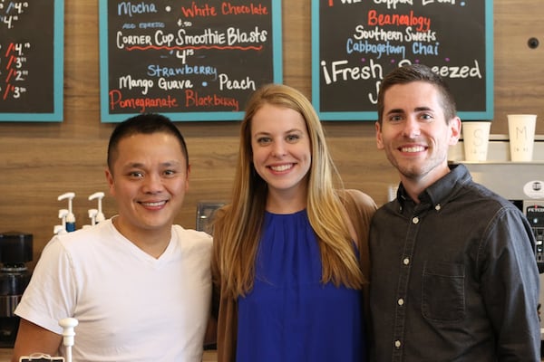 Patrick Hinh (from left) and Tess Cook founded the Corner Cup with Rich Lavery in 2016. Hinh and Cook left the business in 2017, with Lavery remaining as owner. CONTRIBUTED BY RICH LAVERY