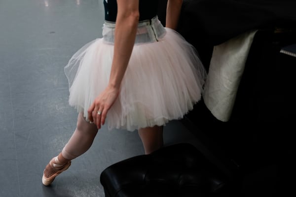 Unity Phelan rehearses for her role as Swan Queen in New York City Ballet's Swan Lake, Tuesday, Feb. 25, 2025, in New York. (AP Photo/Julia Demaree Nikhinson)