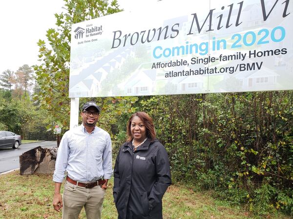 Atlanta Habitat for Humanity leaders, including housing and neighborhood engagement vice president Wesley Brooks and chief executive officer Lisa Gordon, have announced plans put more than 100 homes in a new southside development called Browns Mill Village. The nonprofit is facing growing challenges as local real estate prices increase and demands grow for more affordable housing. MATT KEMPNER / AJC