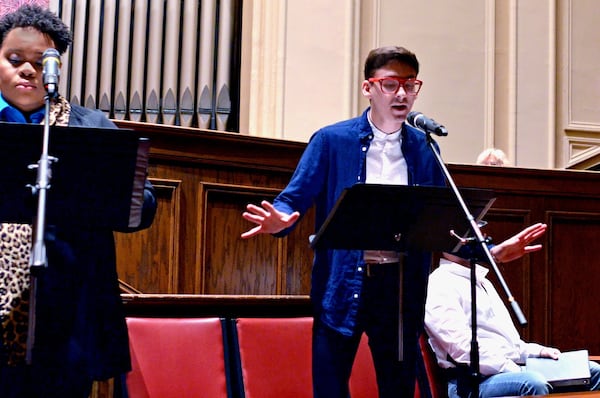 Jacob McKee (right) with Trevor Perry in “The Harvey Milk Show.” Contributed by Ashley Earles-Bennett.