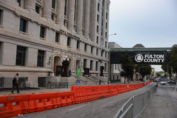 Exterior view of the Fulton County Courthouse on Sept. 5, 2023, in Atlanta, Georgia. Former U.S. President Donald Trump has entered a not-guilty plea and waived his right to appear later this week at an arraignment hearing. Trump and his 18 co-defendants are charged in a 41-count indictment accusing them of scheming to overturn Georgia's 2020 presidential election results. (Joe Raedle/Getty Images/TNS)