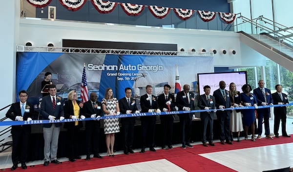 State and company leaders gathered Thursday, Sept. 5, 2024, to celebrate the opening of Seohan Auto Georgia's factory in Liberty County.