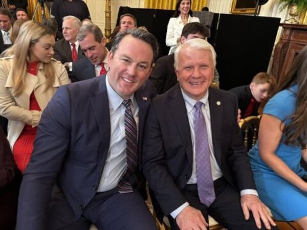 Georgia Lt. Gov. Burt Jones and House Speaker Jon Burns were at the White House on Wednesday when President Donald Trump signed an executive order that seeks to ban transgender athletes from competing against girls and women in sports.