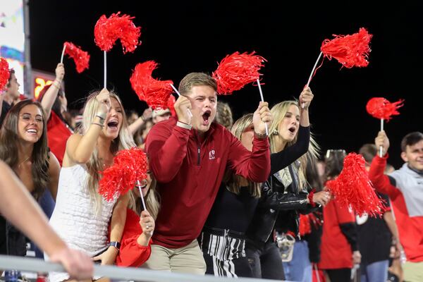 Georgia fans cheer during 27-6 Georgia win over Auburn Saturday, Oct. 3, 2020, at Sanford Stadium in Athens.  (Curtis Compton / curtis.compton@ajc.com)