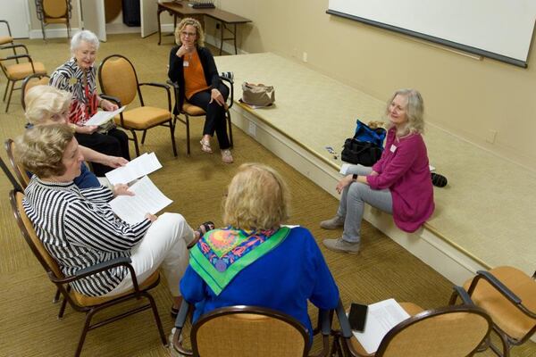 Rosemary Newcott (from right to left), Missy Sanchez, Grace Phillips, Patricia Cantwell, Dorothy Jones and Robin Andrews (an observer from Ceresti Health) gather to share stories about friendship. Newcott is artistic director of Theatre for Youth and Families for the Alliance Theatre. CONTRIBUTED BY RANDY SCHIFF