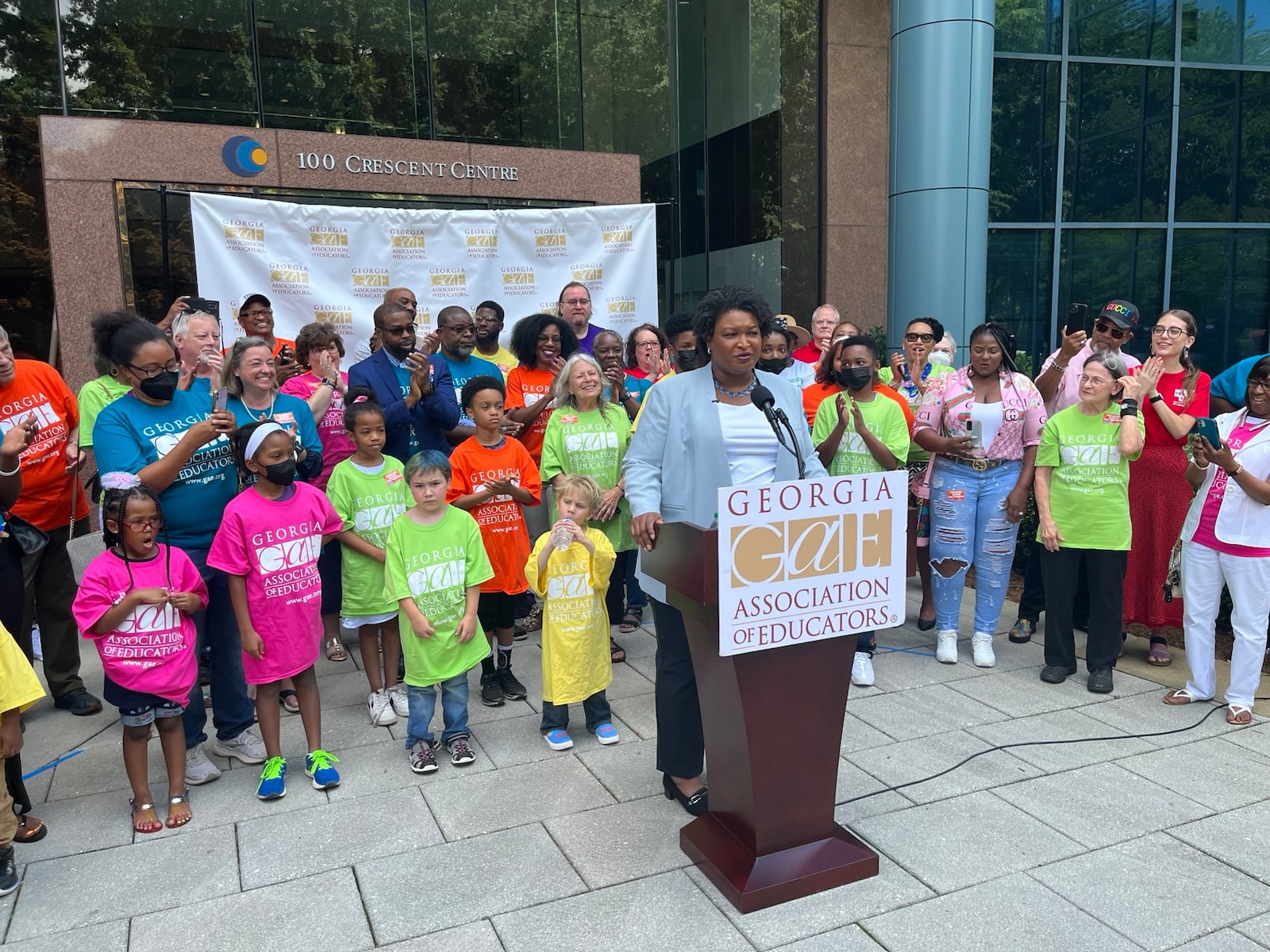 Stacey Abrams announces a plan to hike teacher pay by $11,000, more than double the raises Gov. Brian Kemp secured for the state's public school educators during his first term. Photo/Greg Bluestein