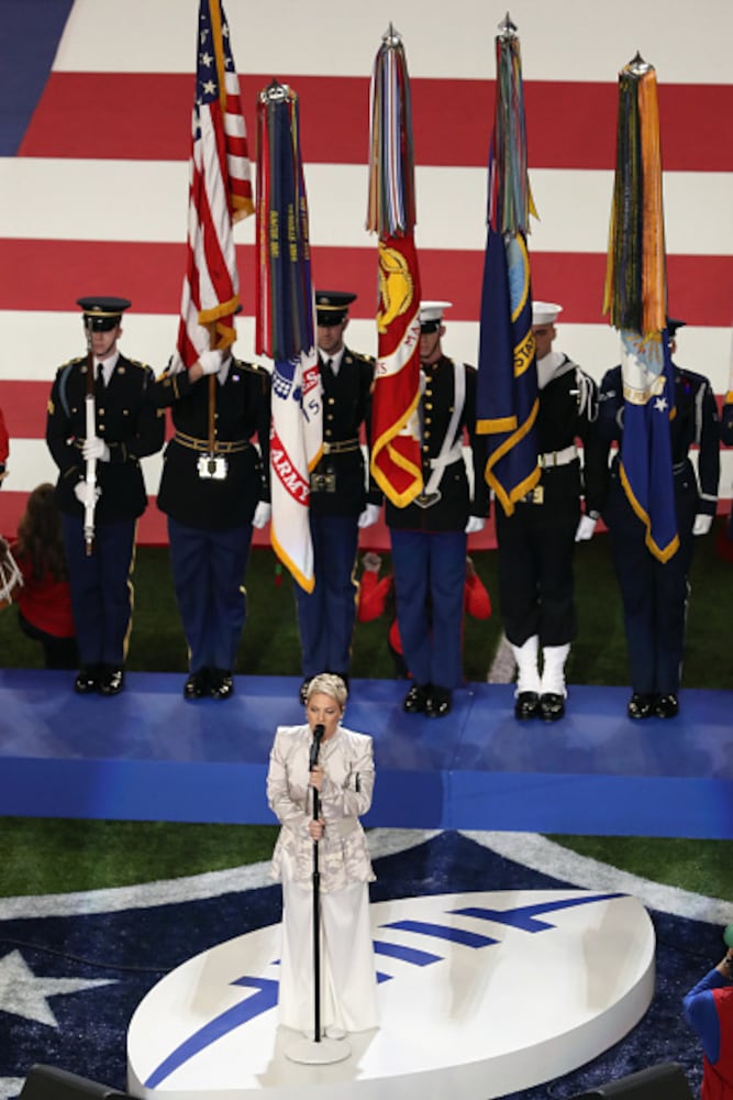 Photos: Pink performs the national anthem at Super Bowl LII