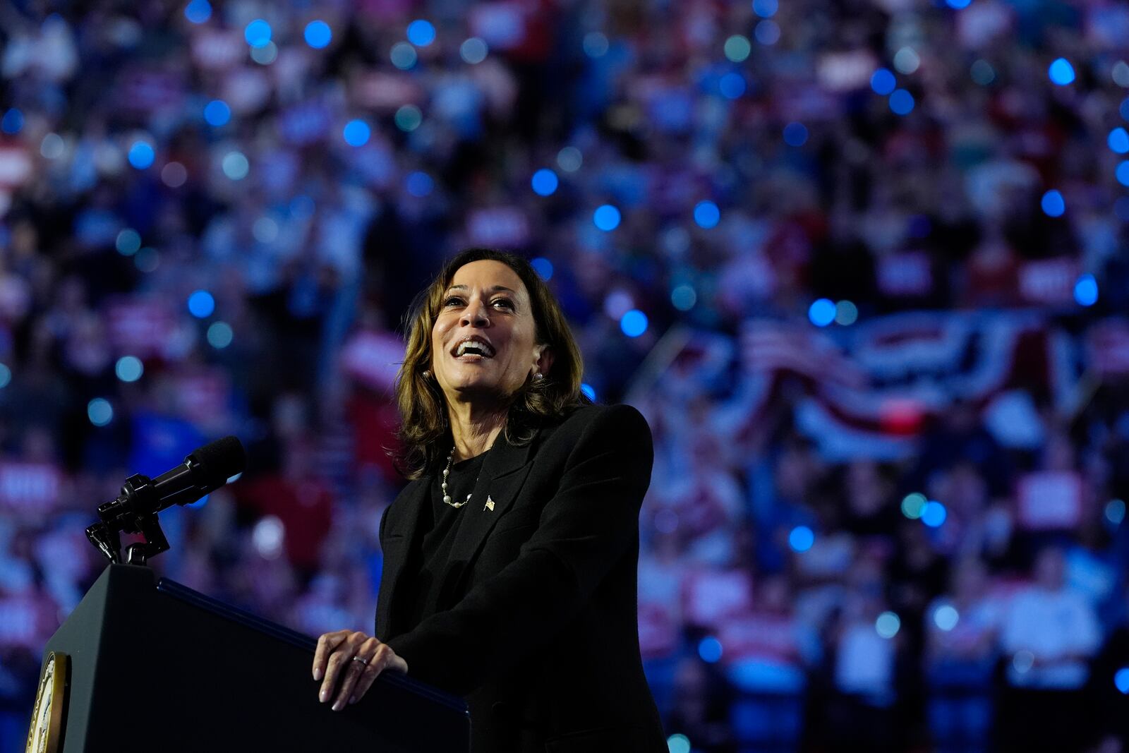 Democratic presidential nominee Vice President Kamala Harris speaks during a campaign rally at the Alliant Energy Center in Madison, Wis., Wednesday, Oct. 30, 2024. (AP Photo/Jacquelyn Martin)