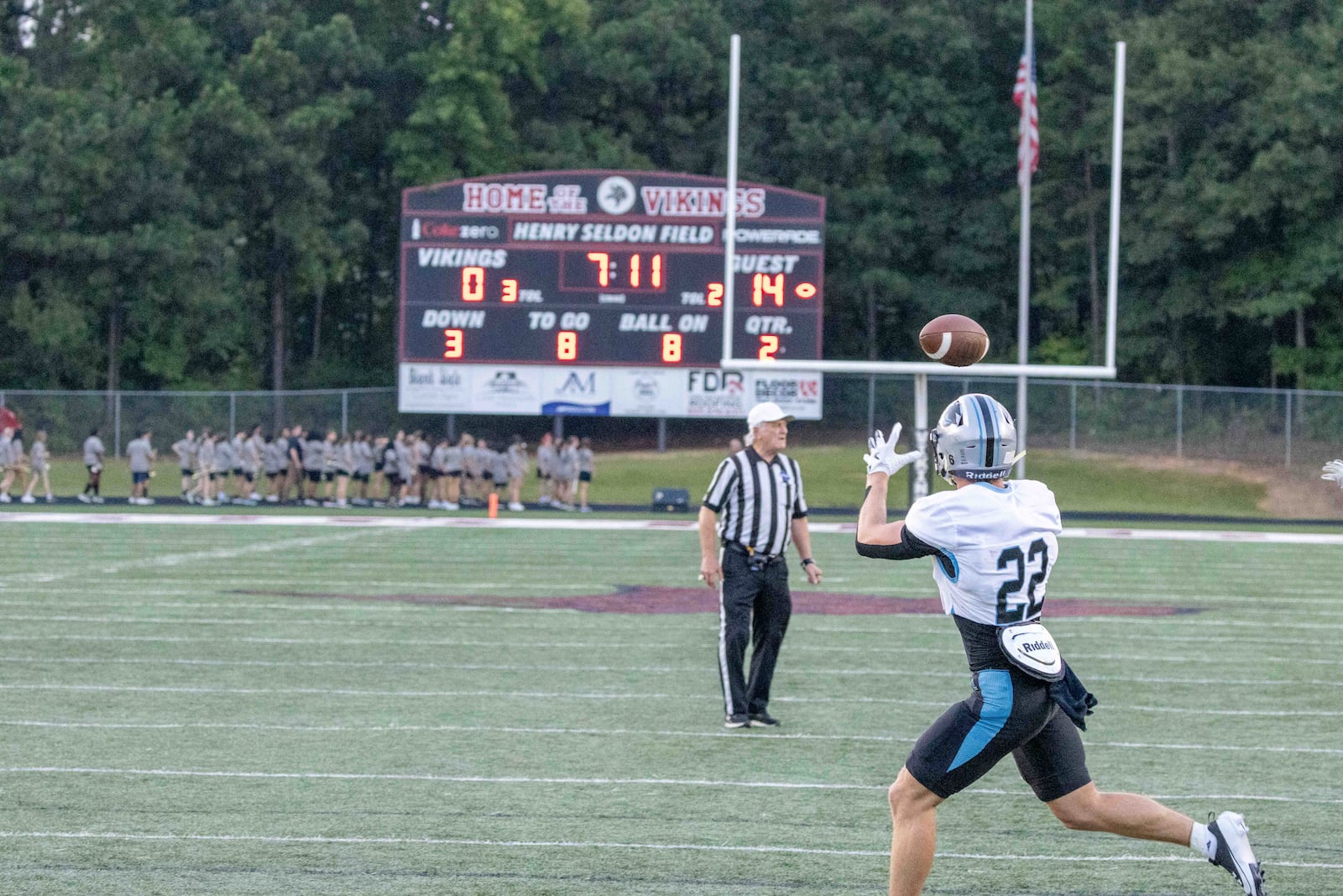 Lincoln Delaere, here catching a touchdown pass against Northgate, has been one of Starr Mill's top receivers. (Photo by Vince Nalin, Newnan Times-Herald)