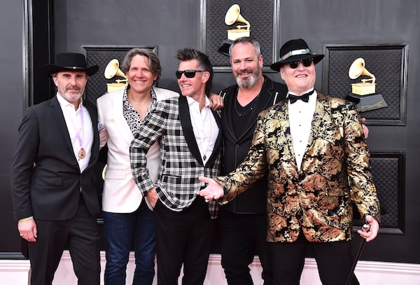 Brendan Hill, from left, Ben Wilson, Tad Kinchla, Chan Kinchla and John Popper from Blues Traveler, who are performing at the Fred in Peachtree City on Sept. 13. (Photo by Jordan Strauss/Invision/AP)