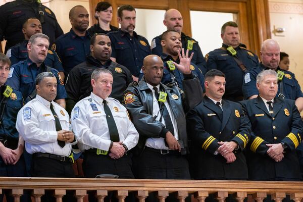 Firefighters were recognized for their efforts at a Jan. 17 fire at the Landmark Condominiums. 