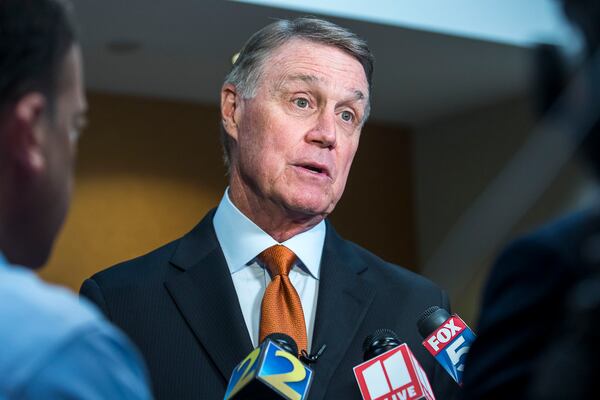 Former U.S. Sen. David Perdue still has more than $4.2 million in his federal campaign account left over from his failed 2020 reelection bid, according to a recent report.  (Alyssa Pointer/alyssa.pointer@ajc.com)