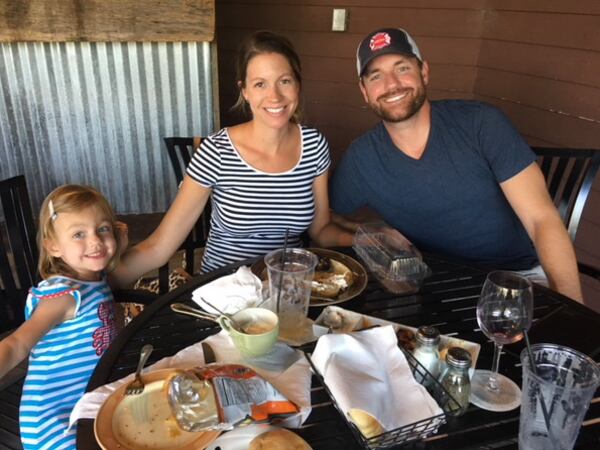 The Brinsons at home in  Brookhaven, from left, Kate, Samantha and Bryan. (Photo courtesy Bryan Brinson)